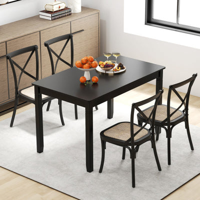 48-Inch Wooden Dining Table for 4 People Rectangular Kitchen Table with Rubber Wood Legs-Black