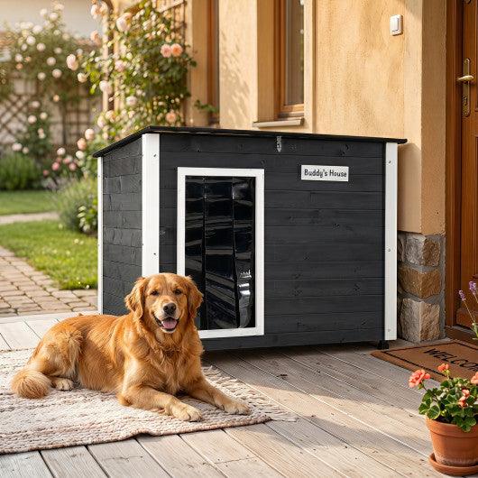 Wooden Dog House Outdoor with Natural Spruce Wood Frame  Removable Floor and Openable Asphalt Roof-L