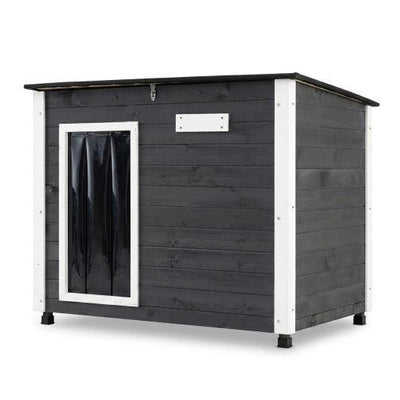 Wooden Dog House Outdoor with Natural Spruce Wood Frame  Removable Floor and Openable Asphalt Roof-L