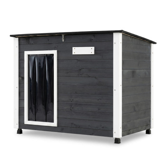 Wooden Dog House Outdoor with Natural Spruce Wood Frame  Removable Floor and Openable Asphalt Roof-S