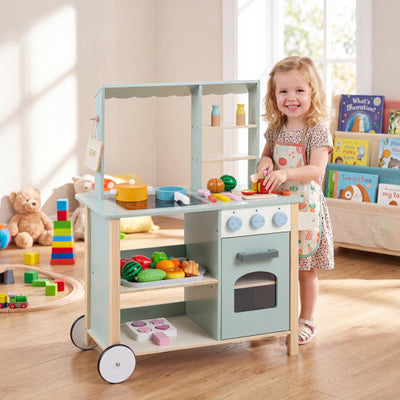 Wooden Kitchen Playset with Cookware Accessories for Kids