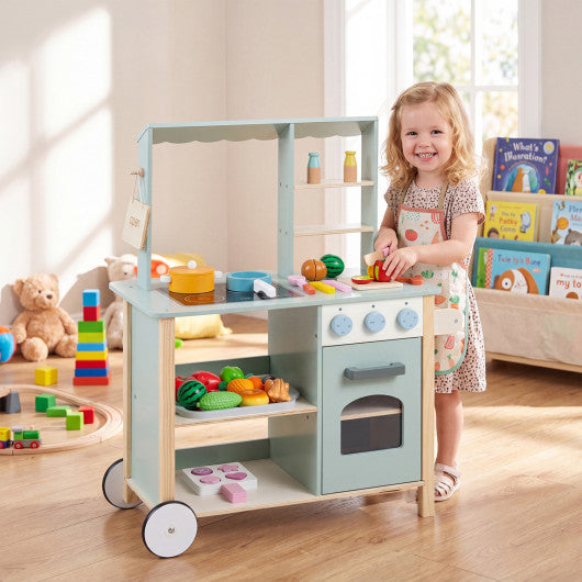 Wooden Kitchen Playset with Cookware Accessories for Kids