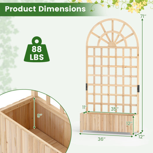 Wooden Raised Garden Bed with Trellis 71