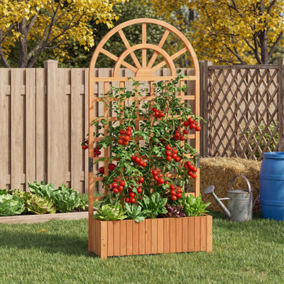 Wooden Raised Garden Bed with Trellis 71