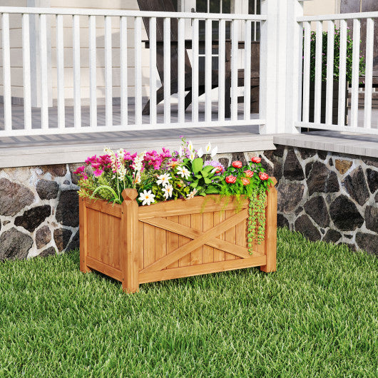 Wooden Raised Garden Bed  Drainage Holes for Patio Garden-S