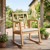Wooden Rocking Chair with Upholstered Seat and Ladder Back for Living Room-Natural