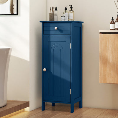 Wooden Storage Free-Standing Floor Cabinet with Drawer and Shelf-Blue