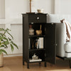 Wooden Storage Free-Standing Floor Cabinet with Drawer and Shelf-Black