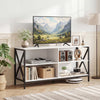 Wooden TV Stand Entertainment for TVs up to 55 Inch with X-Shaped Frame-White