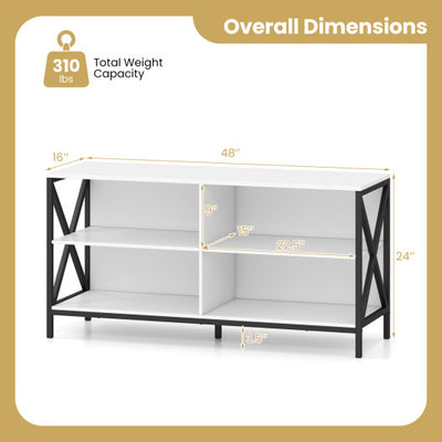Wooden TV Stand Entertainment for TVs up to 55 Inch with X-Shaped Frame-White