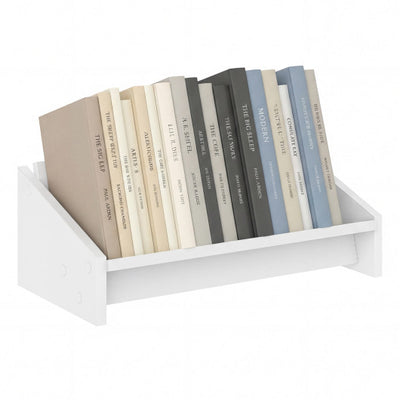 Wooden Tilting Bookcase Small Desktop Bookshelf Organizer for Magazines-White