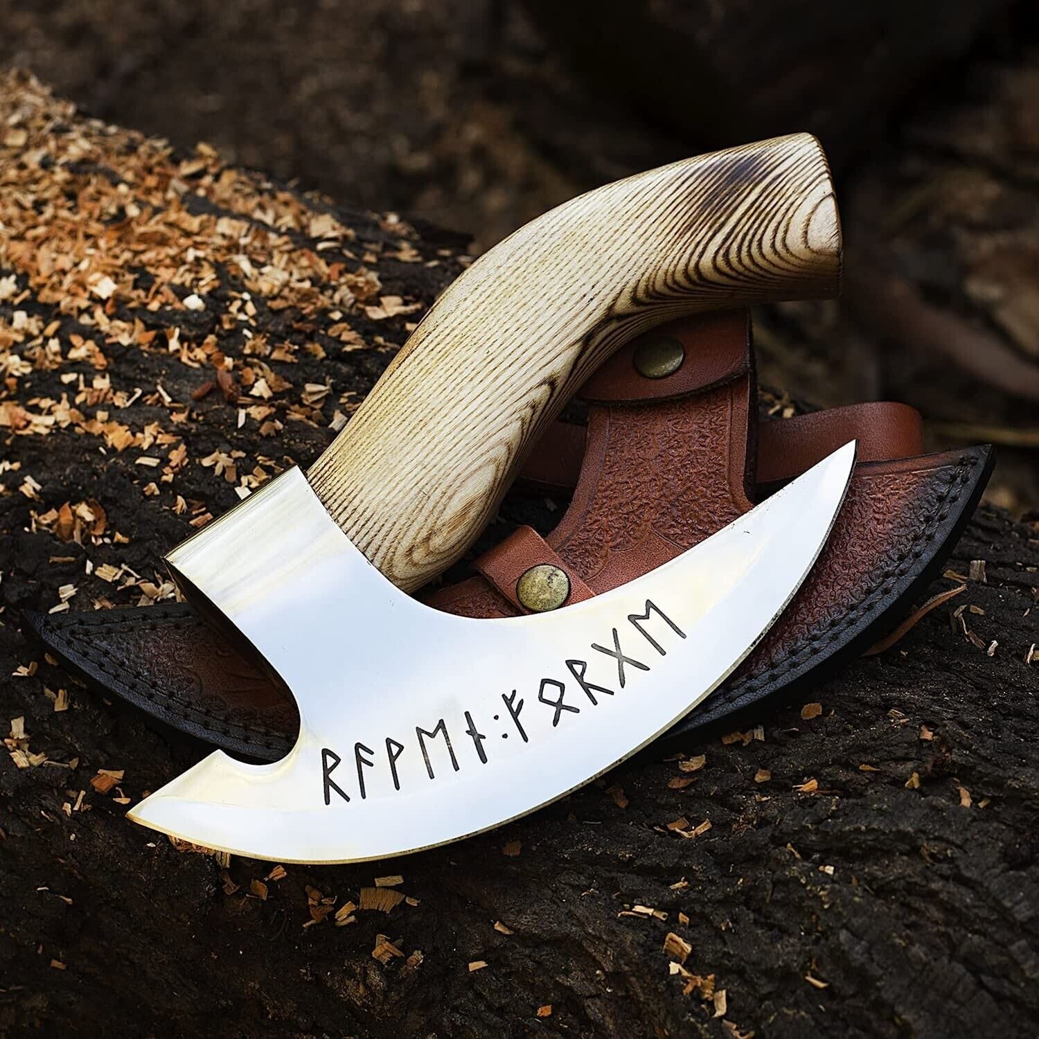 Custom Hand Engraved Ax Pizza Cutter - 8-Inch J2 Steel Blade