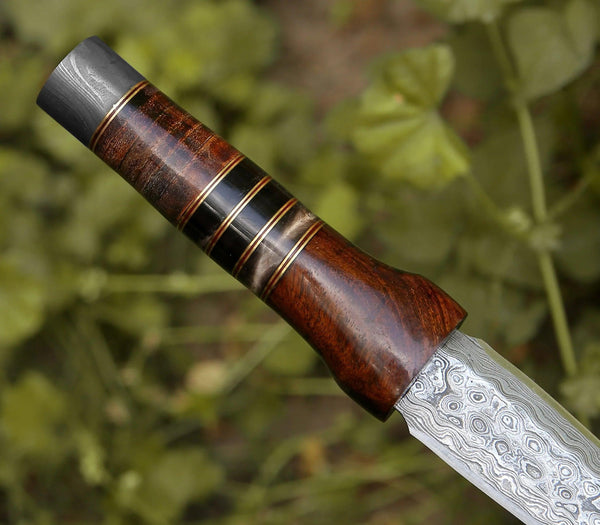Cloud Damascus Fixed Blade Knife with Sheath - Gifts for You 'n Me