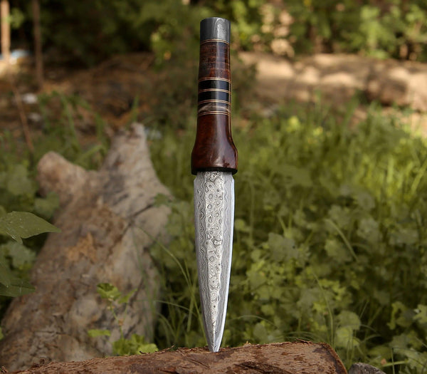 Cloud Damascus Fixed Blade Knife with Sheath - Gifts for You 'n Me