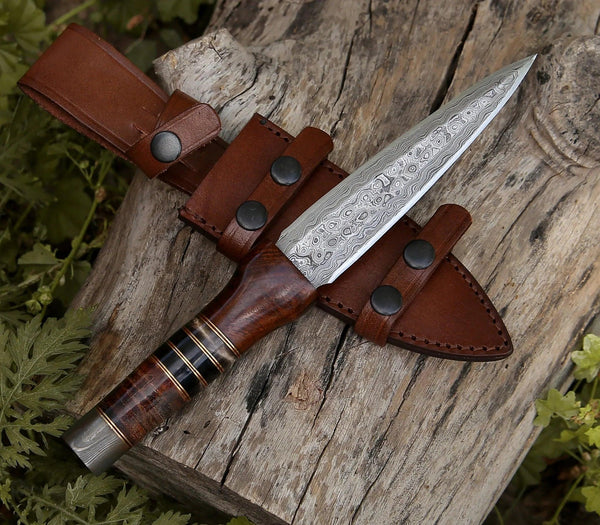 Cloud Damascus Fixed Blade Knife with Sheath - Gifts for You 'n Me