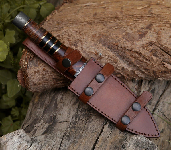 Cloud Damascus Fixed Blade Knife with Sheath - Gifts for You 'n Me
