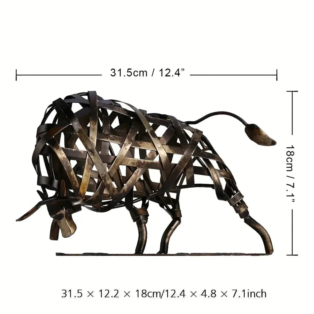 Woven Metal Bull Sculpture Modern Iron Art