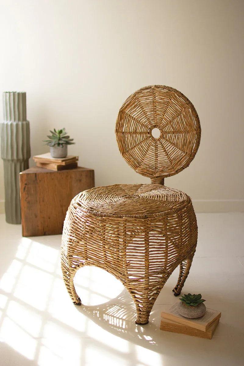 Woven Seagrass and Iron Statement Chair - Gifts for You 'n Me