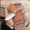 Wrangler's Edge Cowboy Knife – Stag Horn Handle with Leather Case