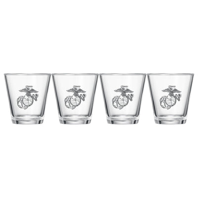 Marine Whiskey & Wine Glasses Set of 4, Anchor and Globe Whiskey Glasses 10oz Marines Gift by The Wine Savant - Military Gift Set Set, Veterans, Marine Gifts (Copy)