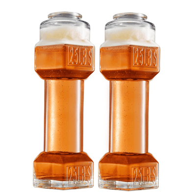 The Wine Savant 2-Set, Dumbbell Beer & Whiskey Glasses, Giant Lifting Beers 26oz Glass | Large Weightlifting to Scale Funny Beer Mug | For Men & Women Cool Beer Glasses Perfect, Gifts for Dad