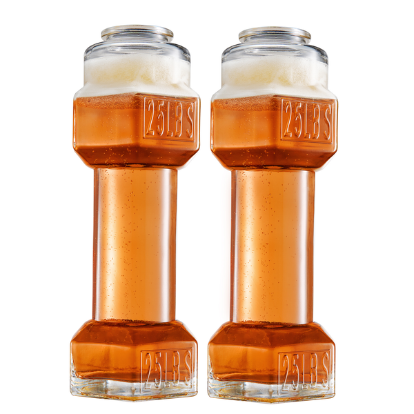 The Wine Savant 2-Set, Dumbbell Beer & Whiskey Glasses, Giant Lifting Beers 26oz Glass | Large Weightlifting to Scale Funny Beer Mug | For Men & Women Cool Beer Glasses Perfect, Gifts for Dad