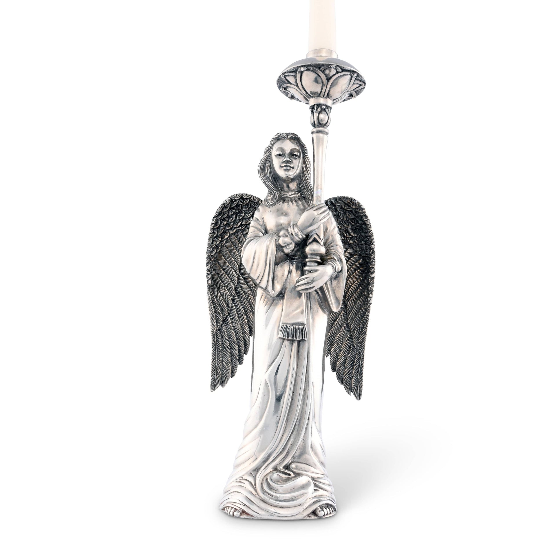 Pewter Angel Candlestick - Tall