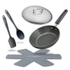 MASTERPAN Ceramic Nonstick Stovetop Oven Frypan & Skillet with Stainless Steel Lid & Utensils, Grey 9.5" (24cm)