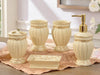 5 Piece Porcelain Bathroom Set - Cream and Gold