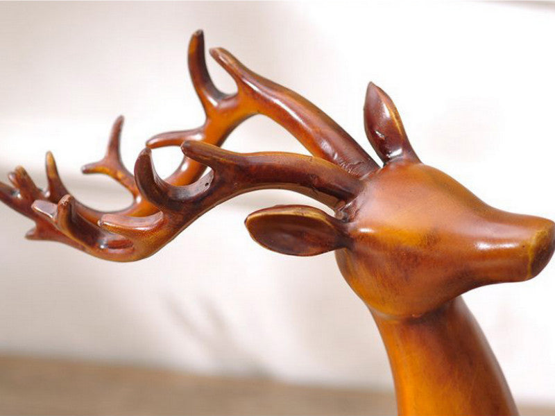 Large Pair of Brown Deer Sculpture with Antlers - 16