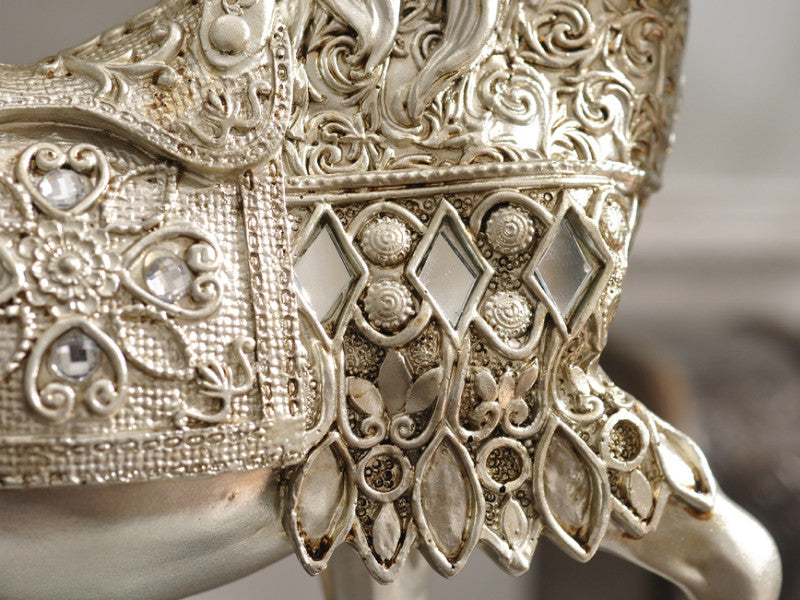 Majestic Horse Sculpture with a Metallic Silver Finish