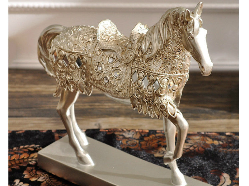 Majestic Horse Sculpture with a Metallic Silver Finish