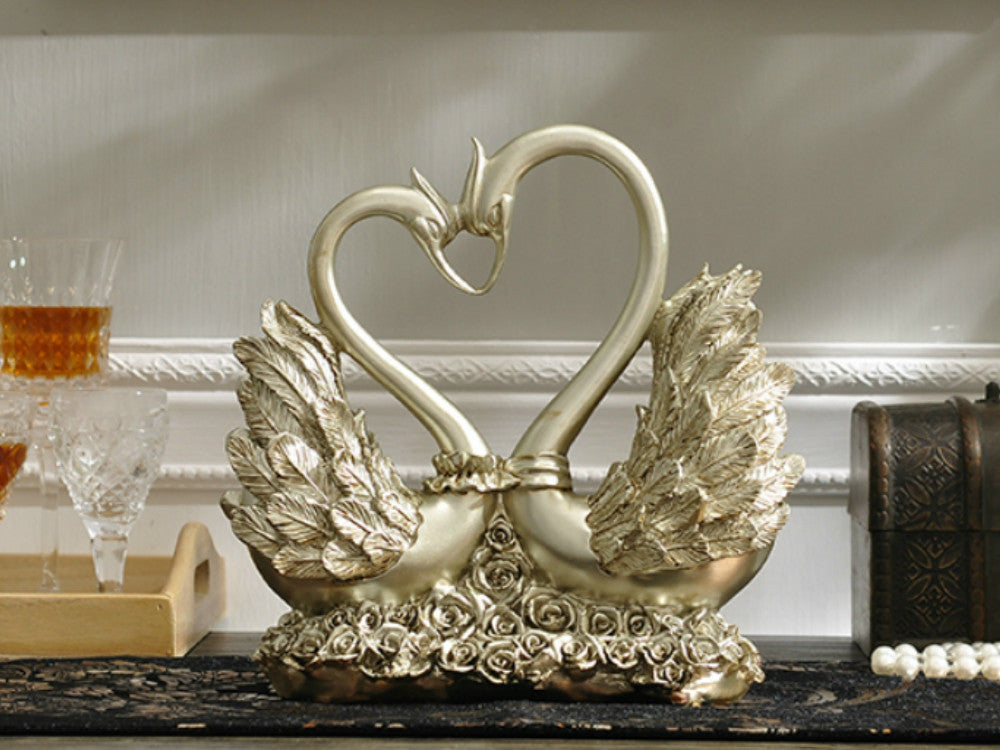 Swan Heart Sculpture - Gold, Silver or Bronze