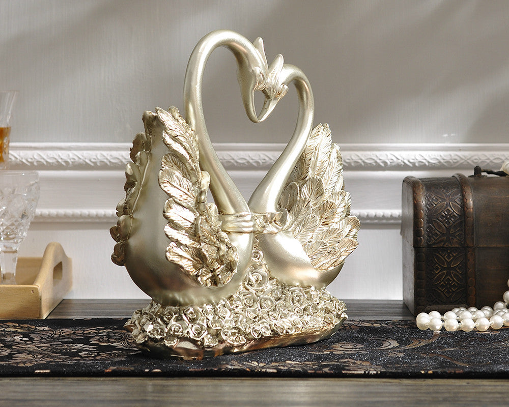 Swan Heart Sculpture - Gold, Silver or Bronze