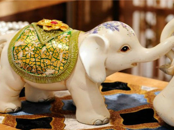 Set of Three Maharaja's Elephant Sculpture - Blue or Green