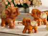 Family of Three Little Elephant Sculptures - Brown