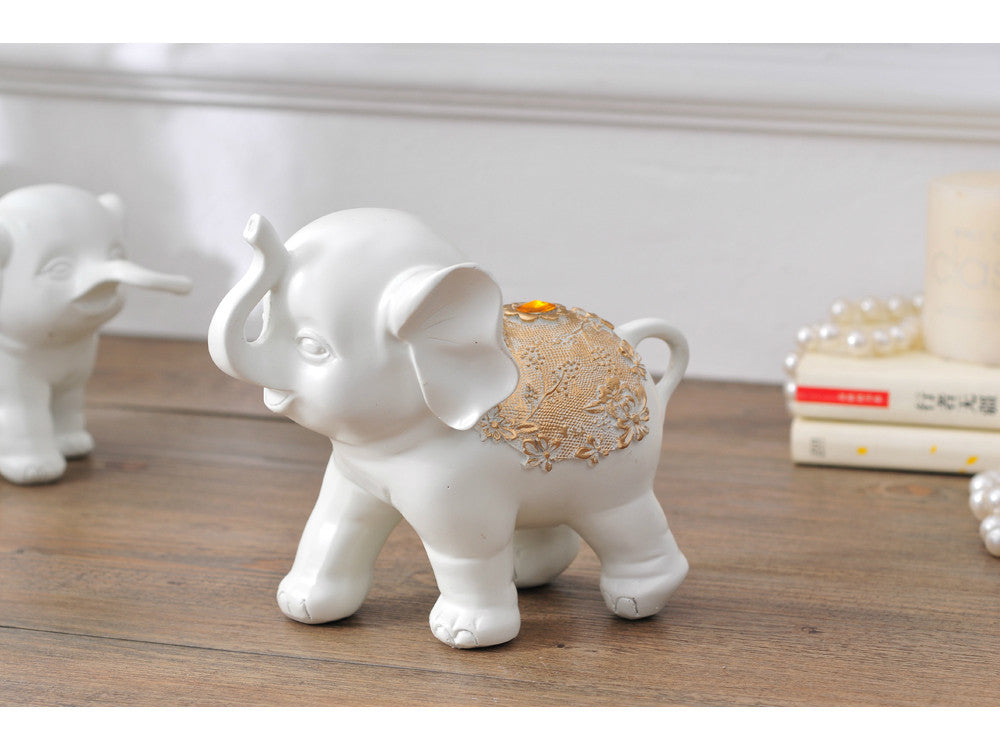 Family of Three Little Elephant Sculptures - White