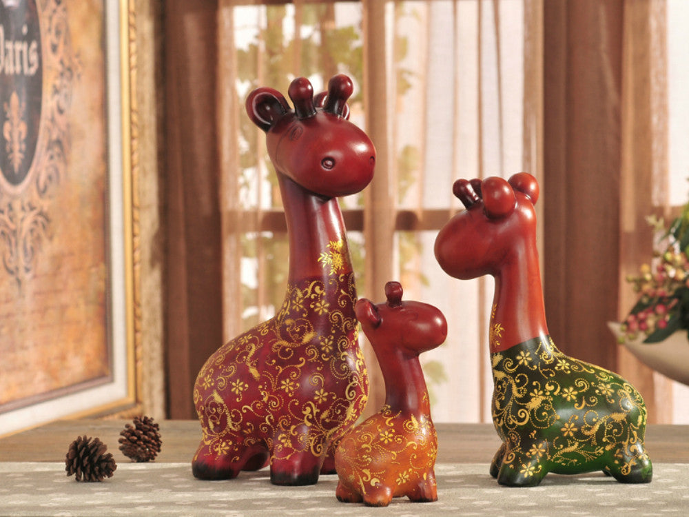 Colorful Giraffe Family - 3 Piece Sculpture Set
