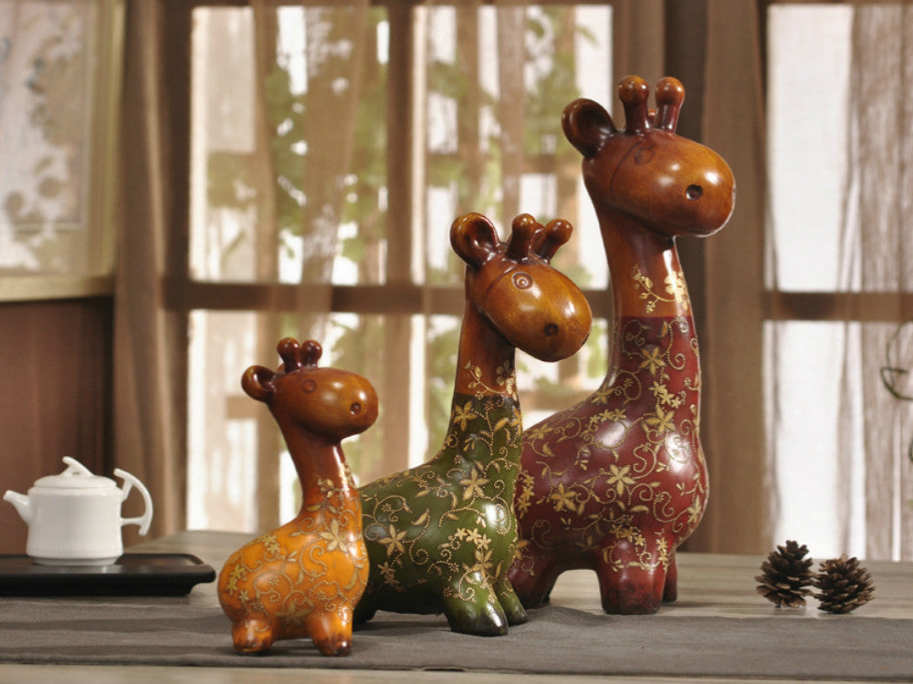 Colorful Giraffe Family - 3 Piece Sculpture Set