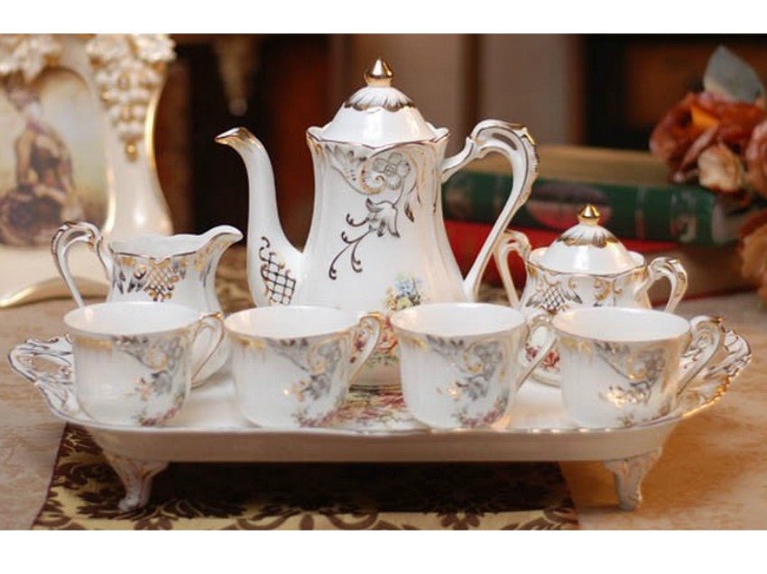 Classic 10 Piece Fine Porcelain Floral Tea Set