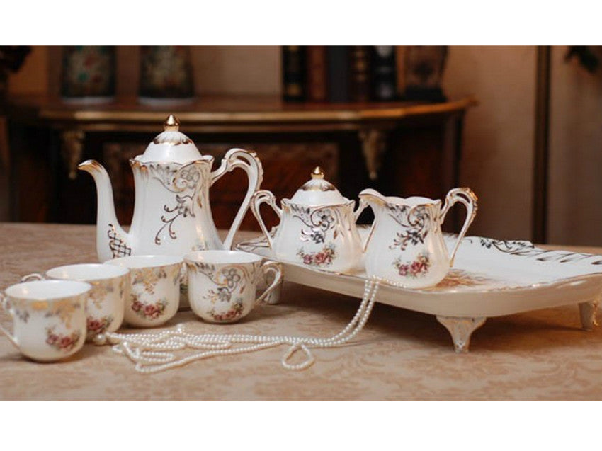 Classic 10 Piece Fine Porcelain Floral Tea Set