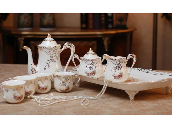 Classic 10 Piece Fine Porcelain Floral Tea Set