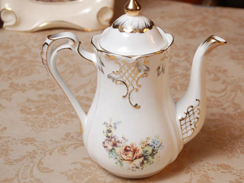 Classic 10 Piece Fine Porcelain Floral Tea Set