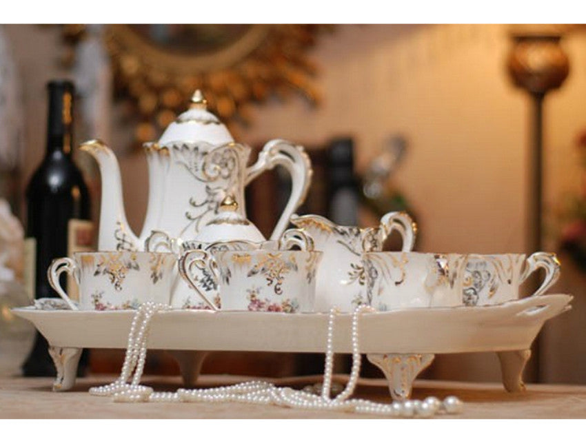 Classic 10 Piece Fine Porcelain Floral Tea Set