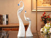 Exquisite Pair of Hand Painted Peacock Sculptures - White & Blue