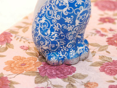 Pair of Happy Cats Sculpture - Blue