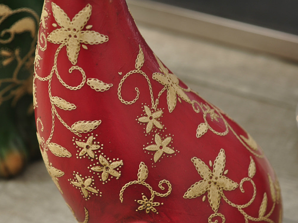 Pair of Happy Cats Sculpture - Red & Green