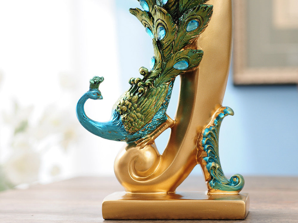 Beautiful Peacock Statue Vase with Embedded Jewels