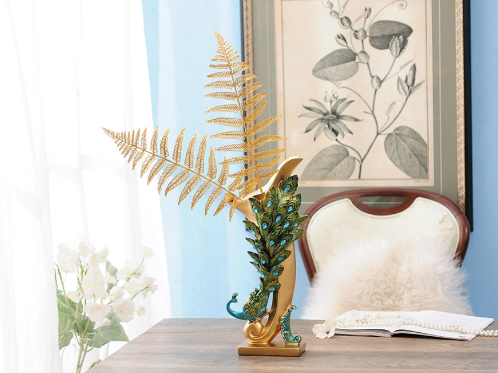 Beautiful Peacock Statue Vase with Embedded Jewels