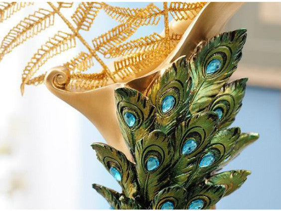 Beautiful Peacock Statue Vase with Embedded Jewels